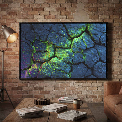 Cracked Rock Wall Canvas Art – styled room view 4