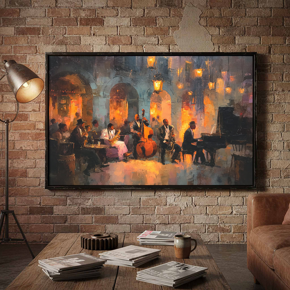 Jazz Ensemble Canvas Wall Art – styled room view 4