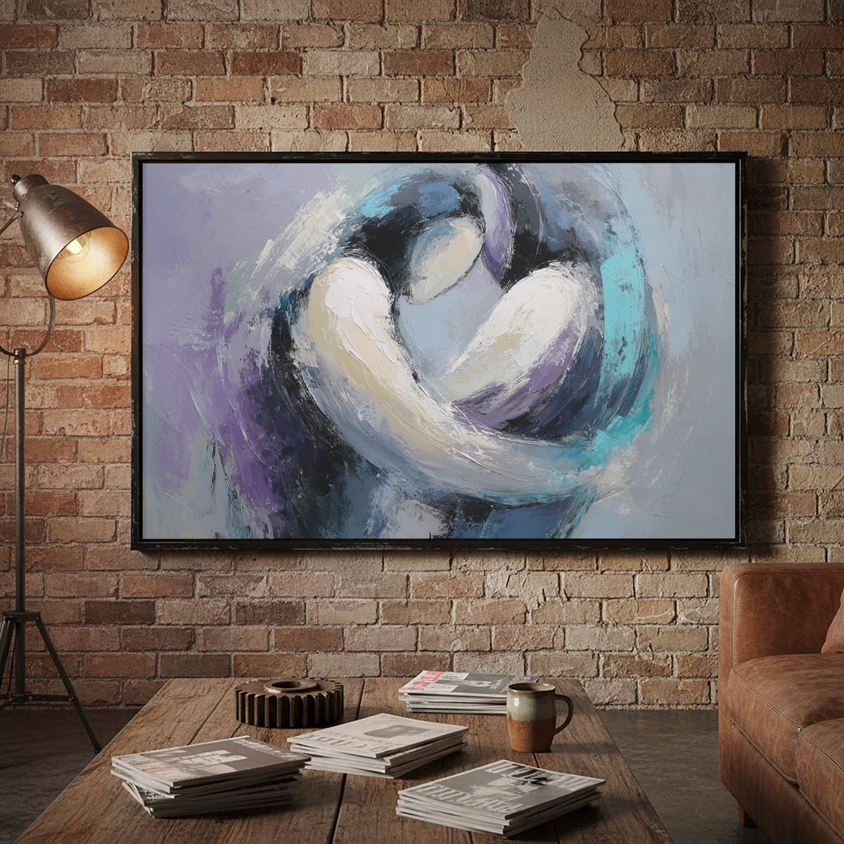 Abstract Intimacy Canvas Wall Art – styled room view 5