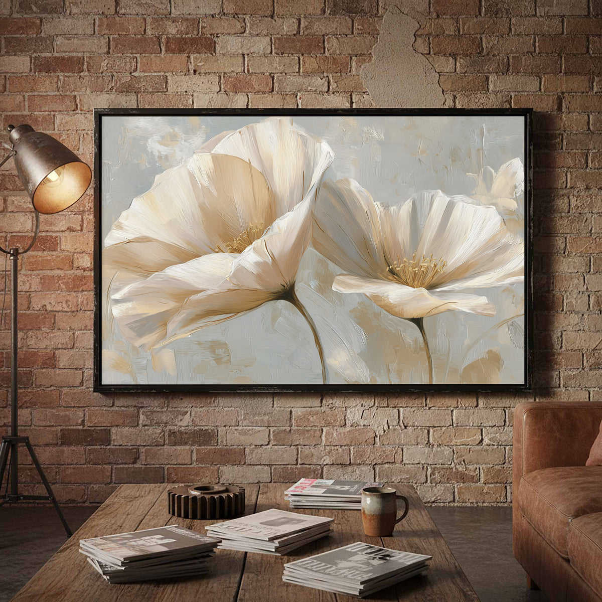 Abstract Floral Canvas Print – styled room view 5