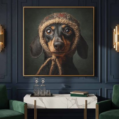 Dachshund German Hat Canvas Print – styled room view 5