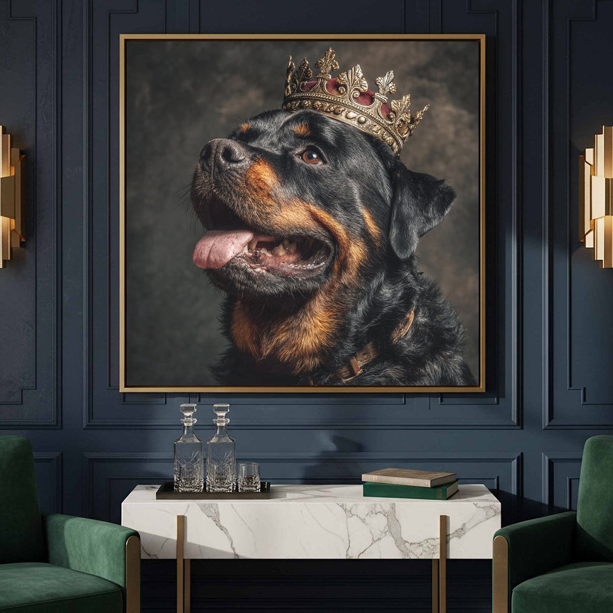 Rottweiler King Canvas Print – styled room view 5