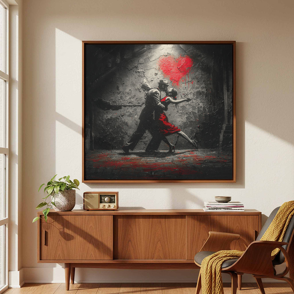 Passionate Tango Canvas Wall Art – styled room view 6