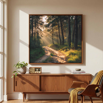 Forest Path Canvas Print – styled room view 5