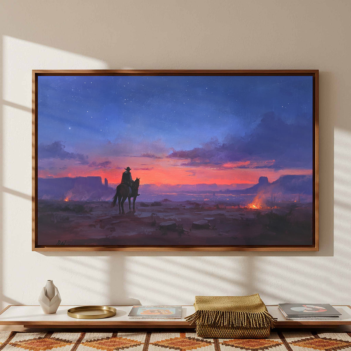Western Cowboy Canvas Wall Art – styled room view 5