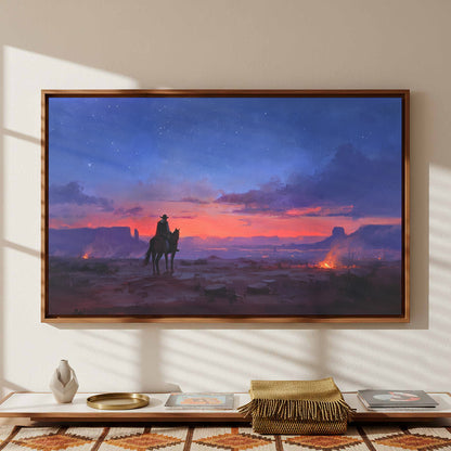 Western Cowboy Canvas Wall Art – styled room view 5