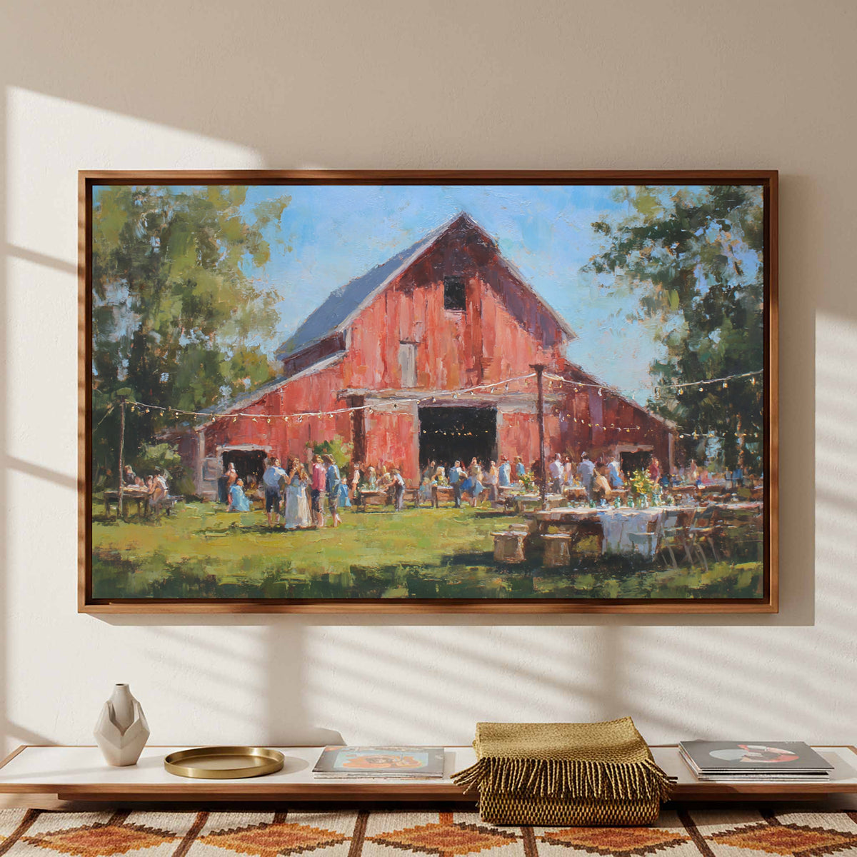 Barn Wedding Canvas Wall Art – styled room view 5