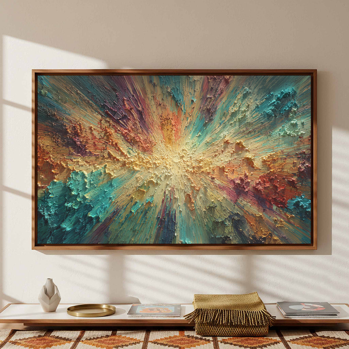 Abstract Burst Canvas Wall Art – styled room view 5