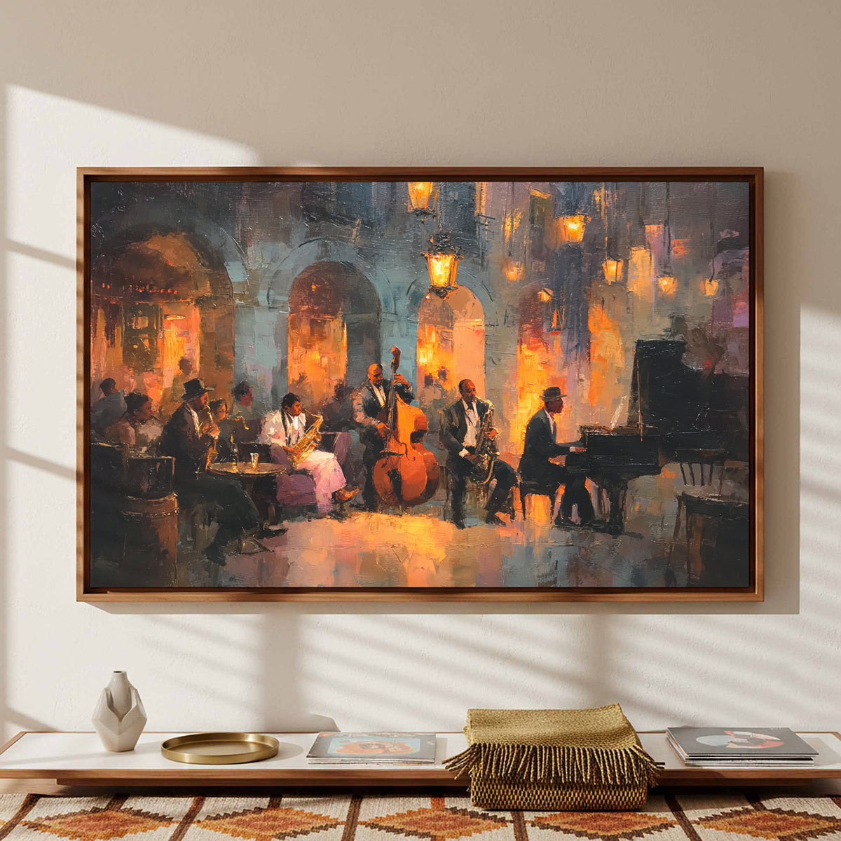 Jazz Ensemble Canvas Wall Art – styled room view 5