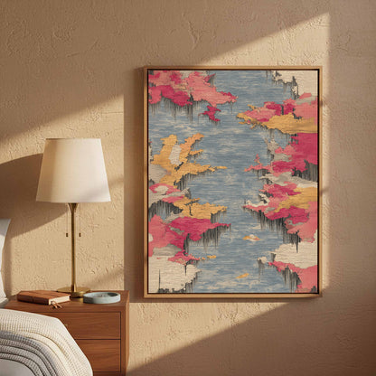 Abstract Textile Canvas Wall Art – styled room view 2