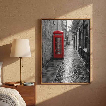 Red Phone Booth London Street Art Canvas Print – styled room view 3