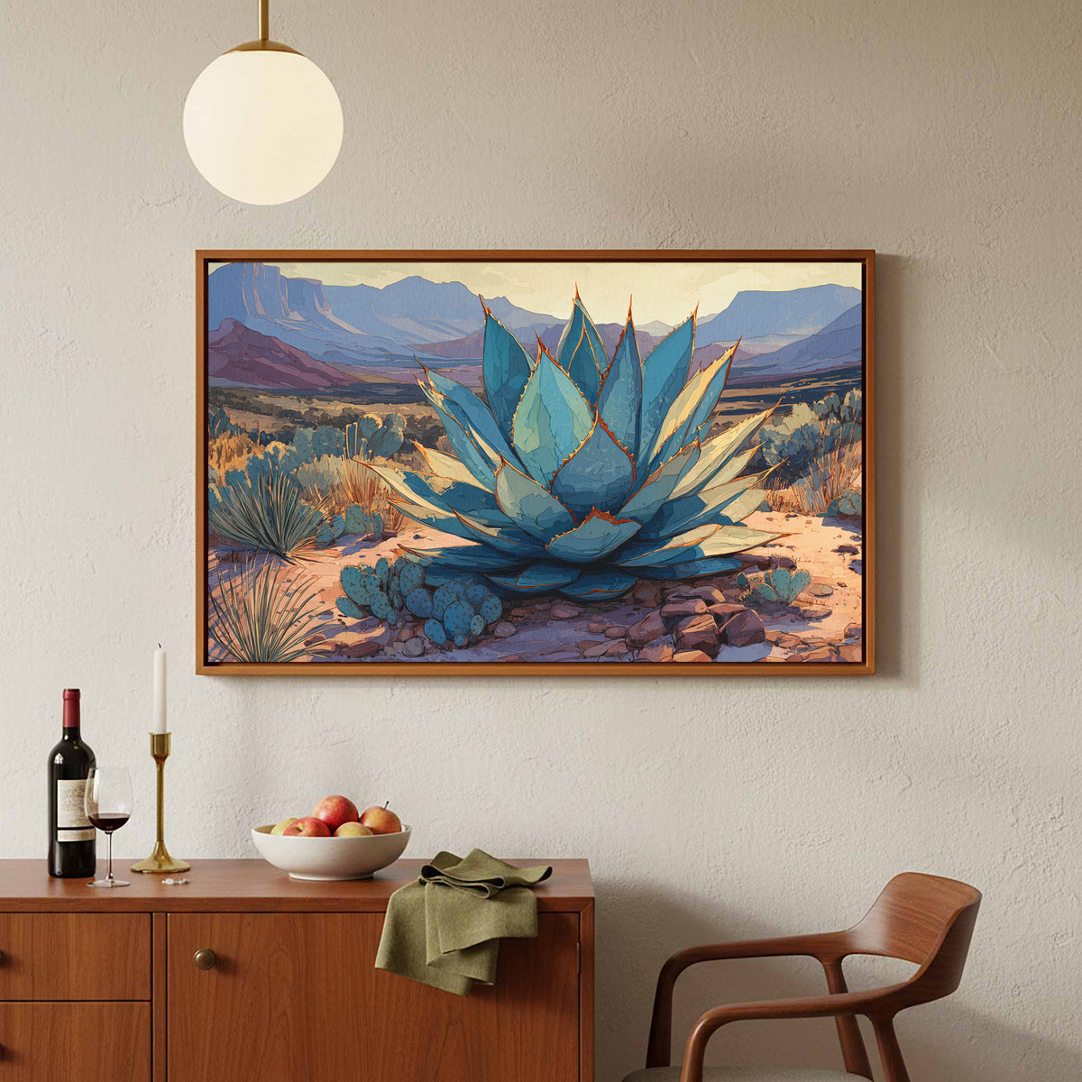 Desert Agave Canvas Wall Art – styled room view 5