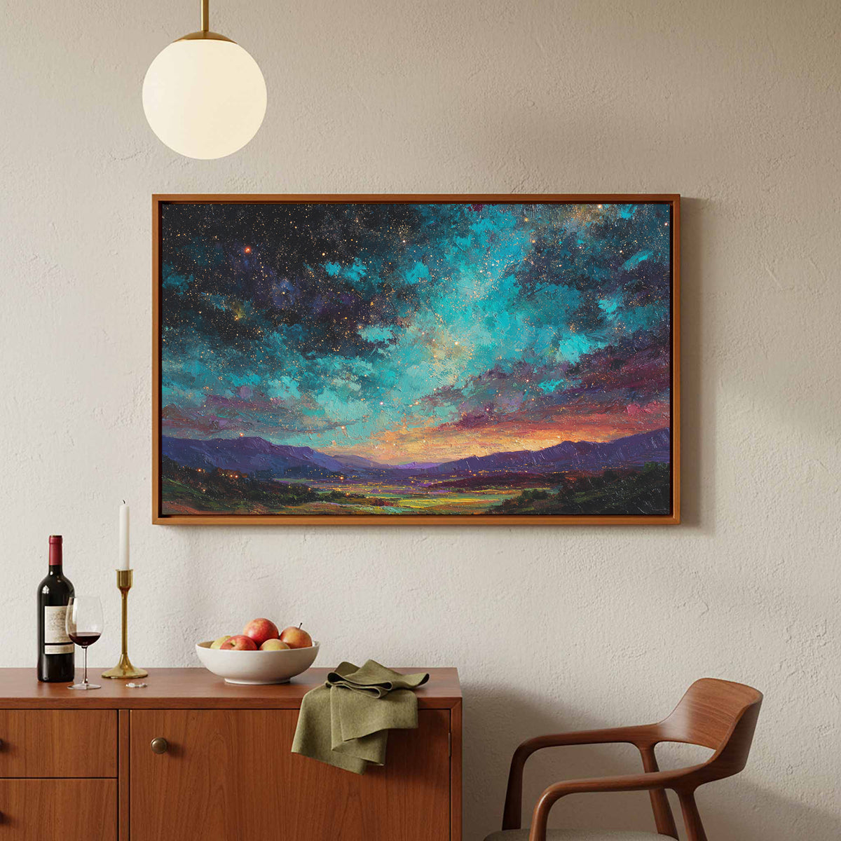 Cosmic Starry Night Canvas Wall Art – styled room view 5