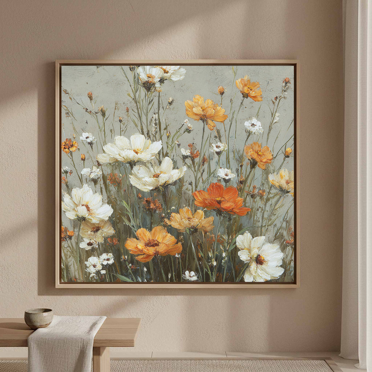 Vintage Wildflower Canvas Print – styled room view 4