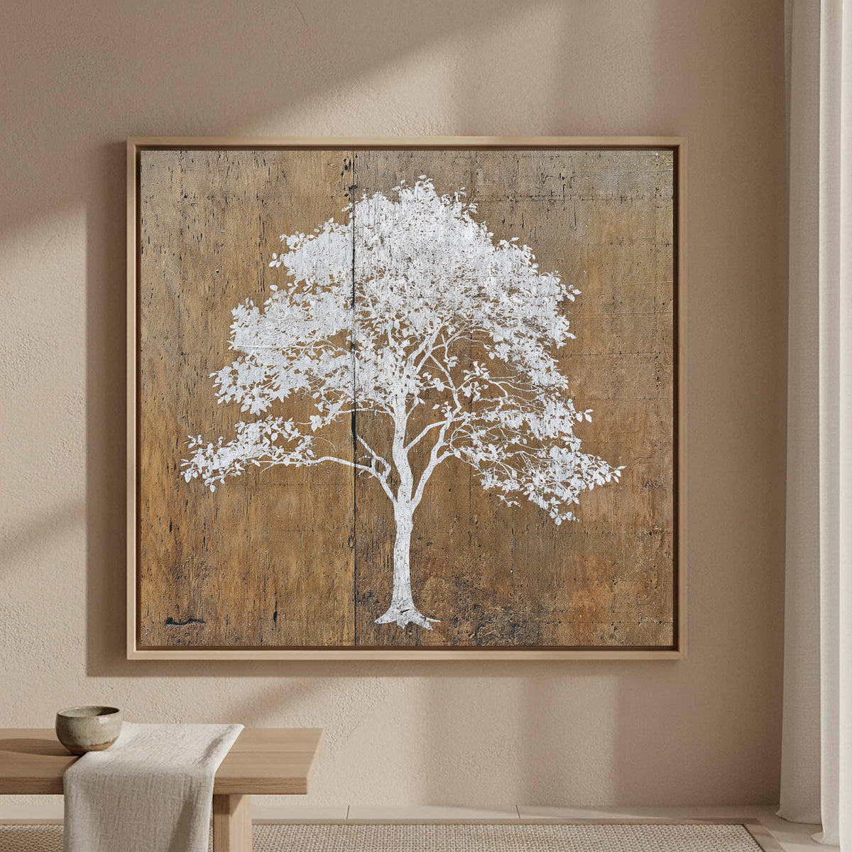 White Tree Silhouette Wall Art – styled room view 5