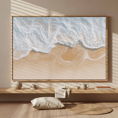 Aerial Ocean Waves Canvas Print – styled room view 5