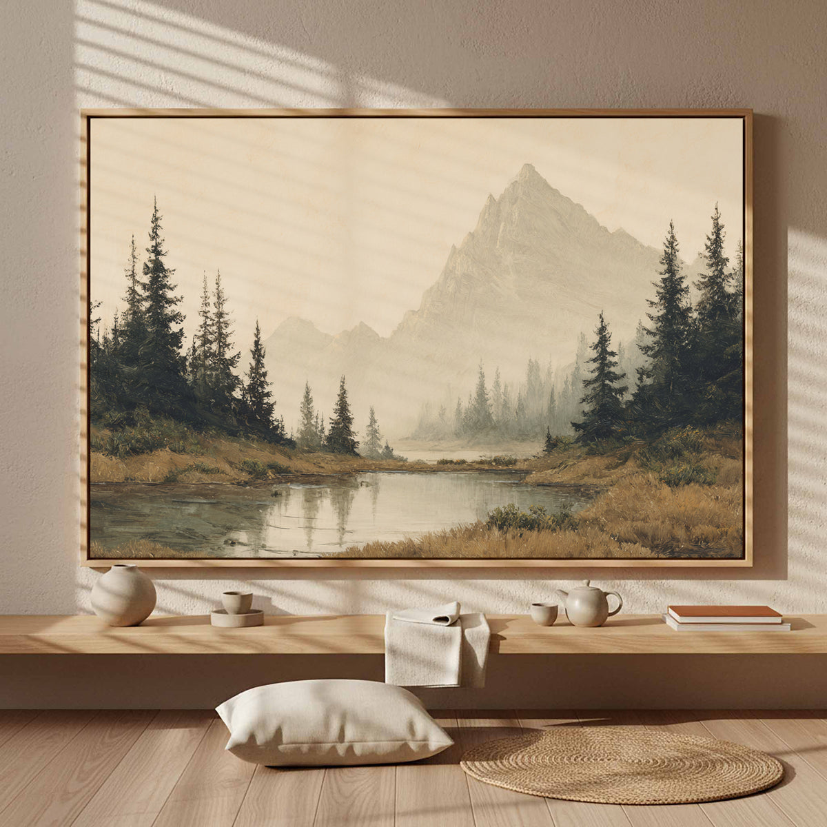 Mountain Landscape Canvas Wall Art – styled room view 5