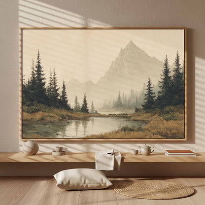Mountain Landscape Canvas Wall Art – styled room view 5