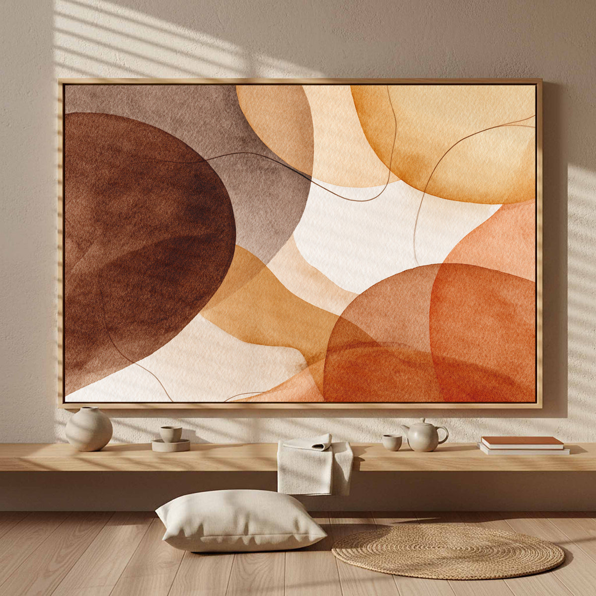 Abstract Watercolor Canvas Print – styled room view 4