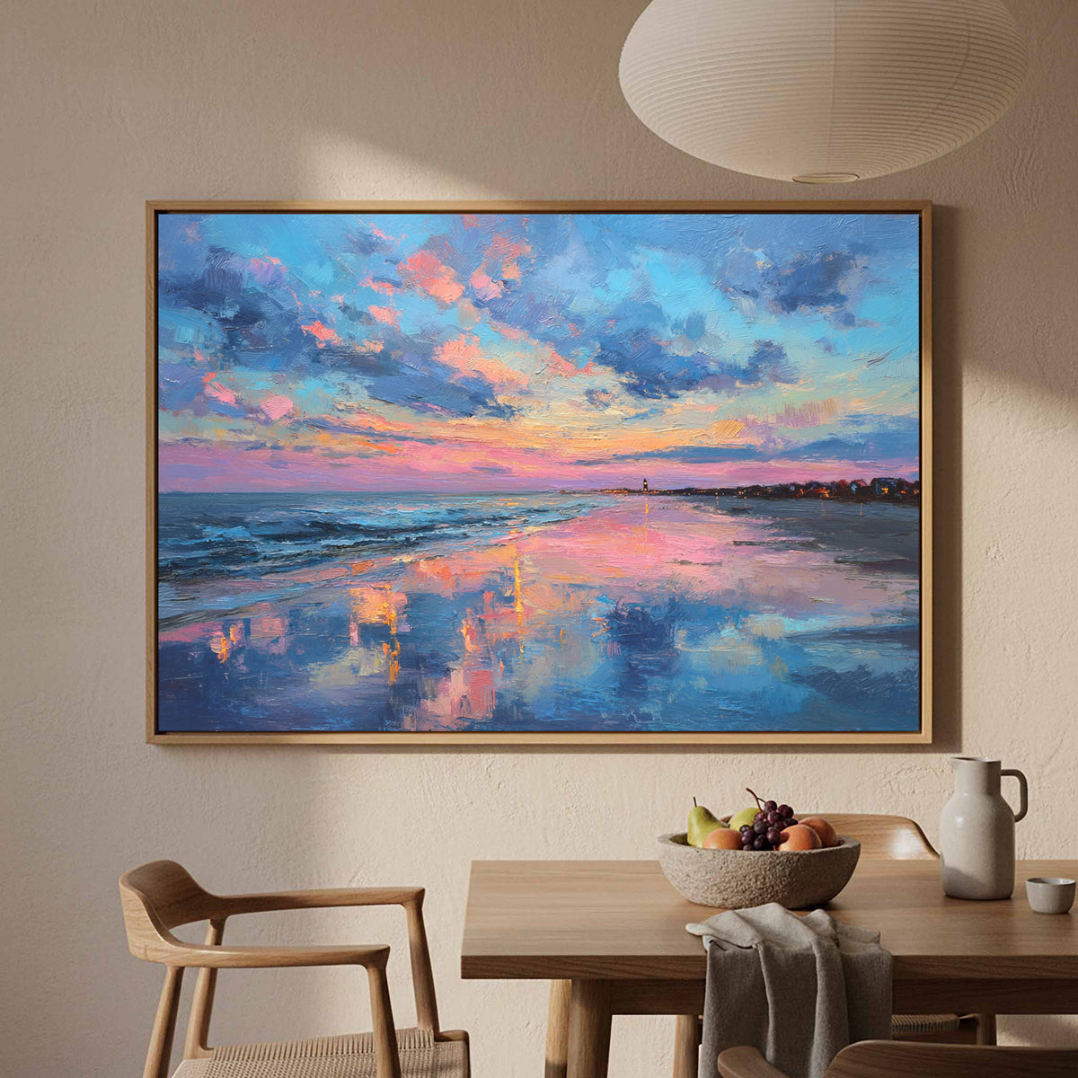 Cape Cod Beach Canvas Art – styled room view 5