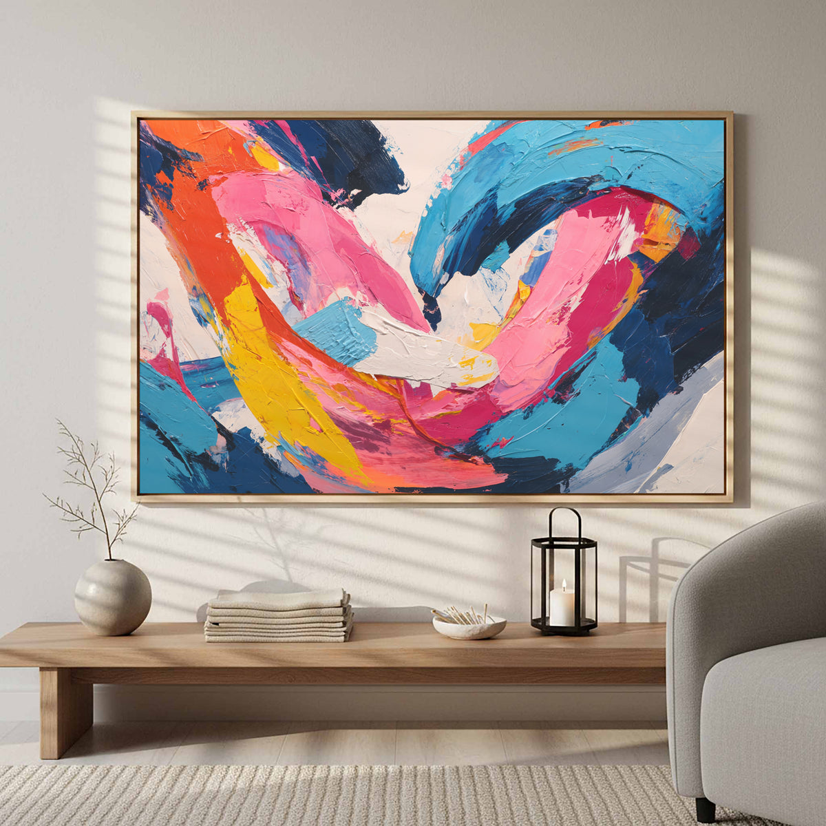 Abstract Intimate Canvas Art – styled room view 6