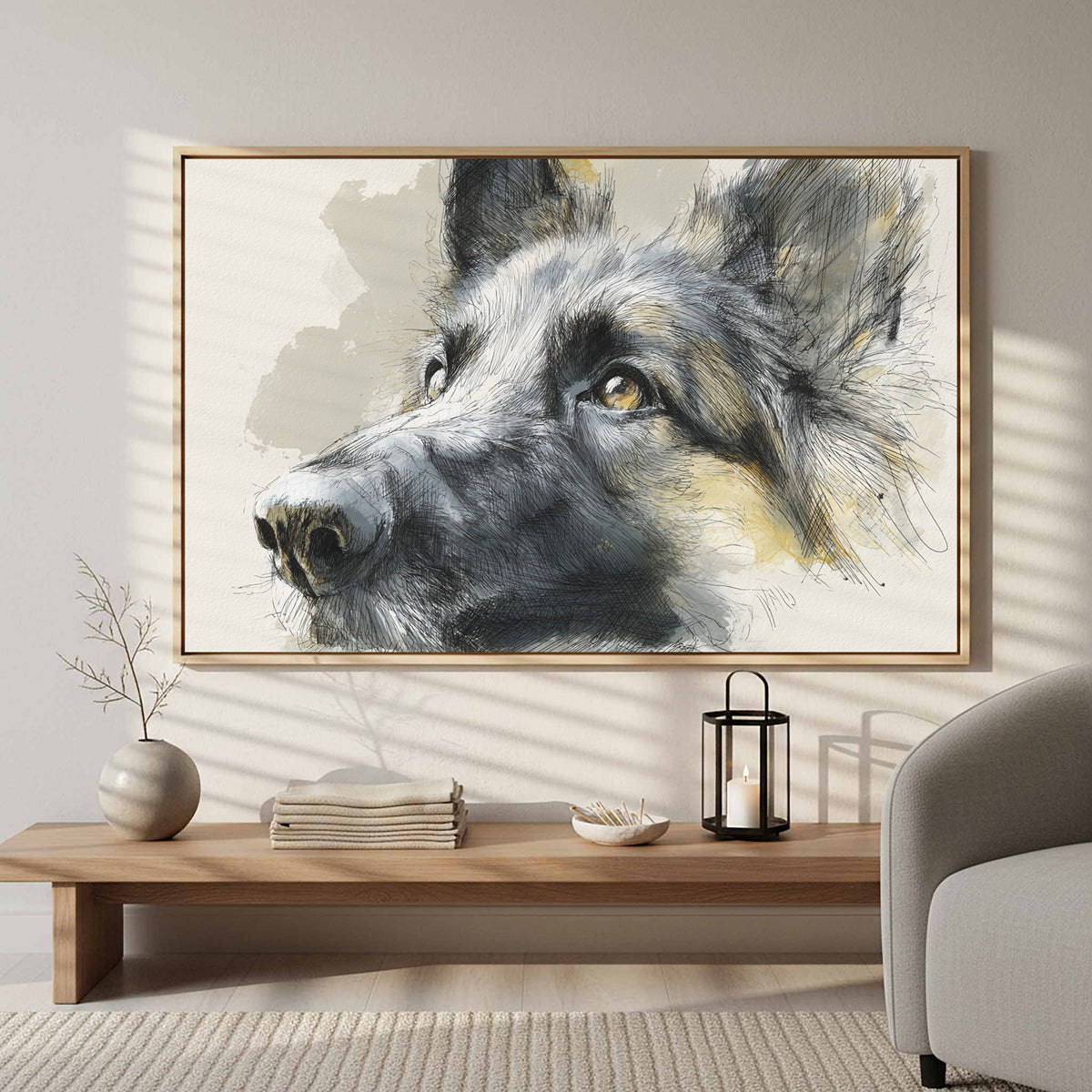 Belgian Shepherd Dog Portrait Canvas Art – styled room view 5
