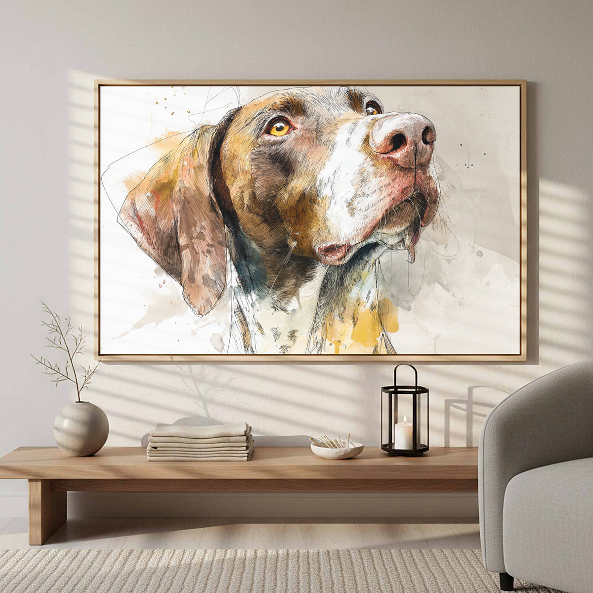 German Shorthaired Pointer Canvas Print – styled room view 5