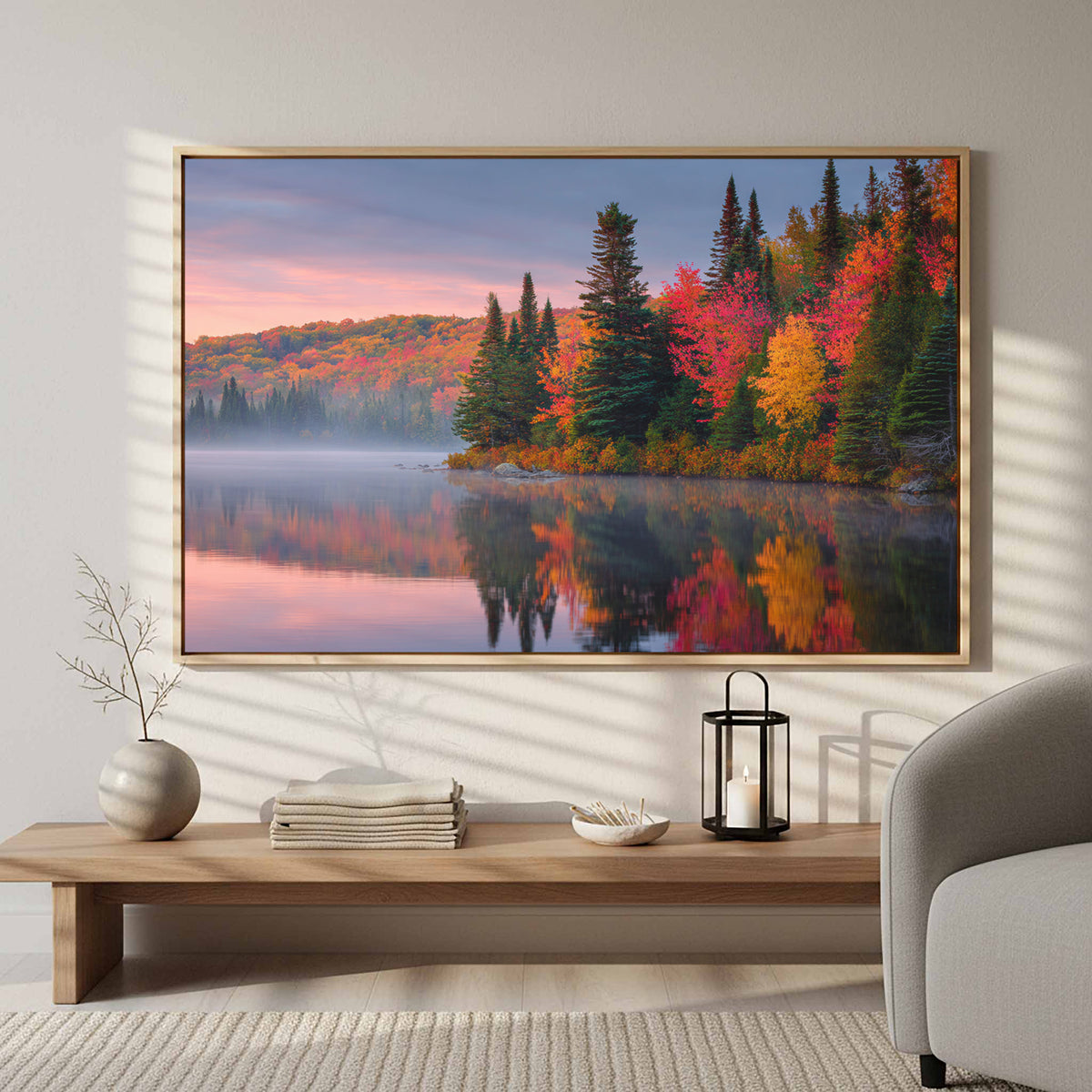 Autumn Lake Canvas Print – styled room view 5
