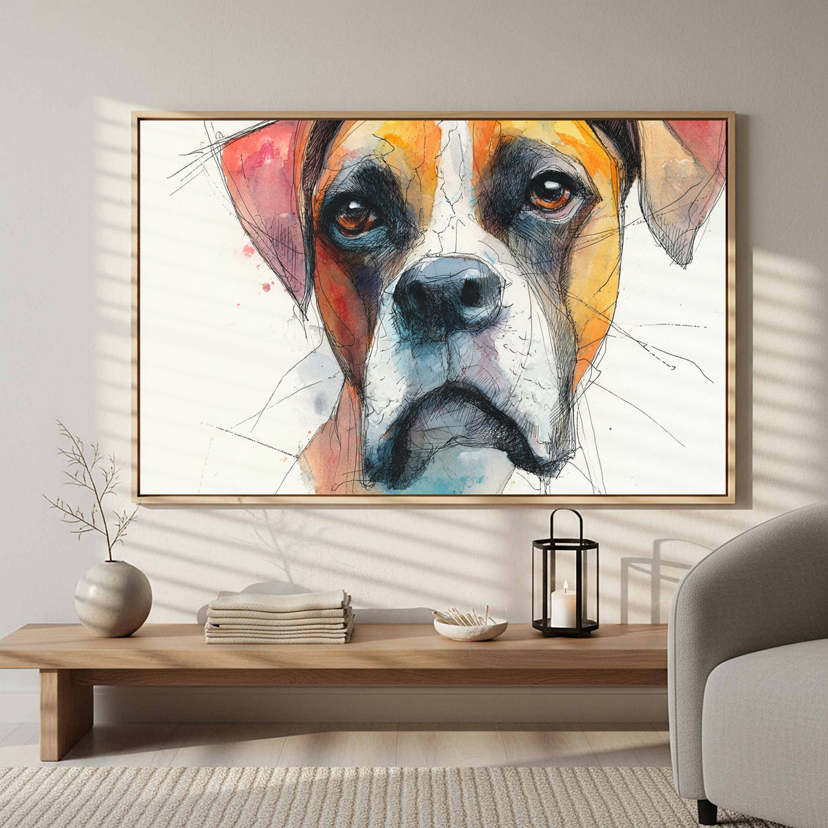 Dog Portrait Canvas Wall Art – styled room view 5