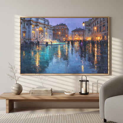Trevi Fountain Canvas Print – styled room view 6