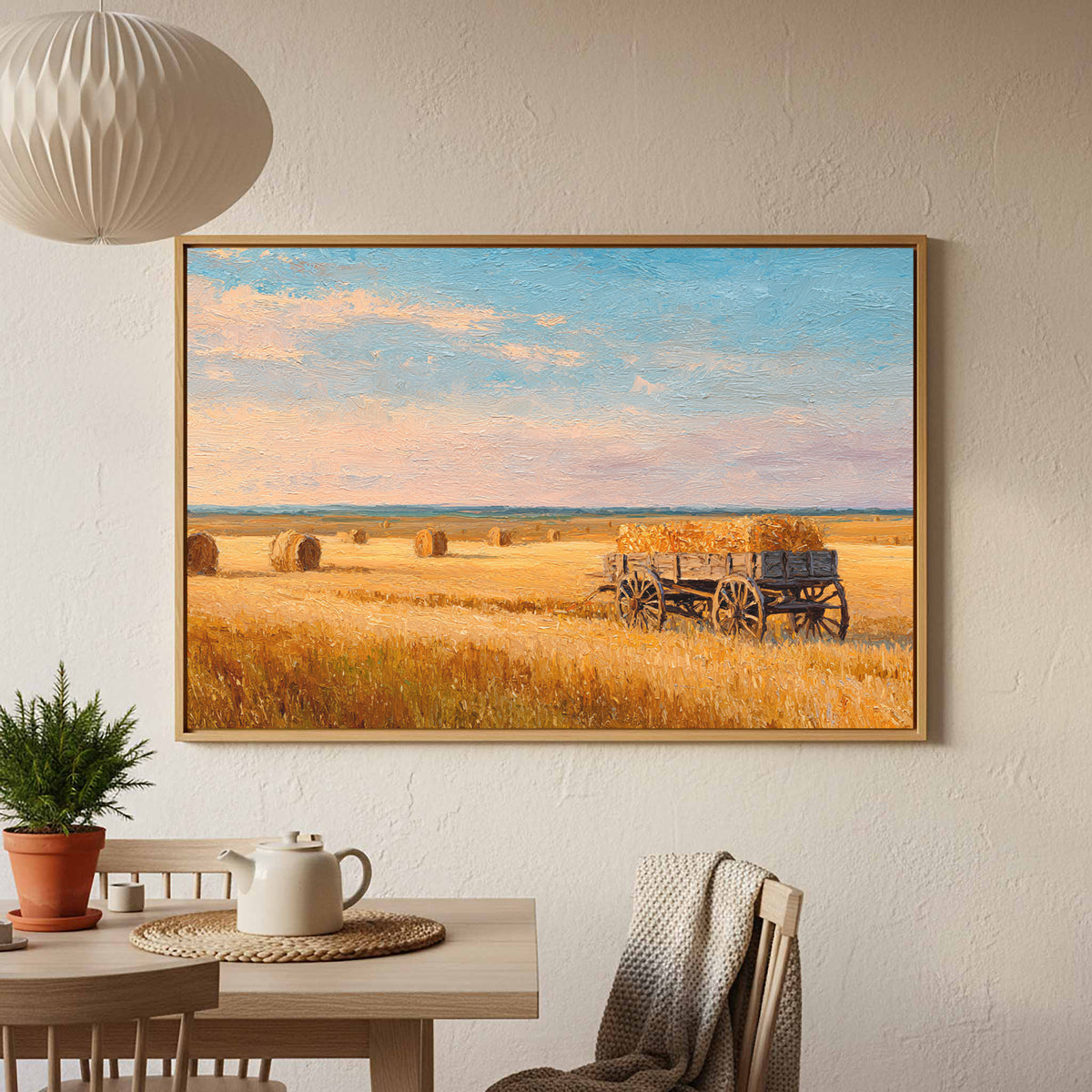 Harvest Wheat Field Canvas Art – styled room view 6