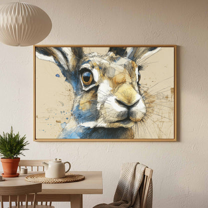 Watercolor Rabbit Portrait Canvas Print – styled room view 5