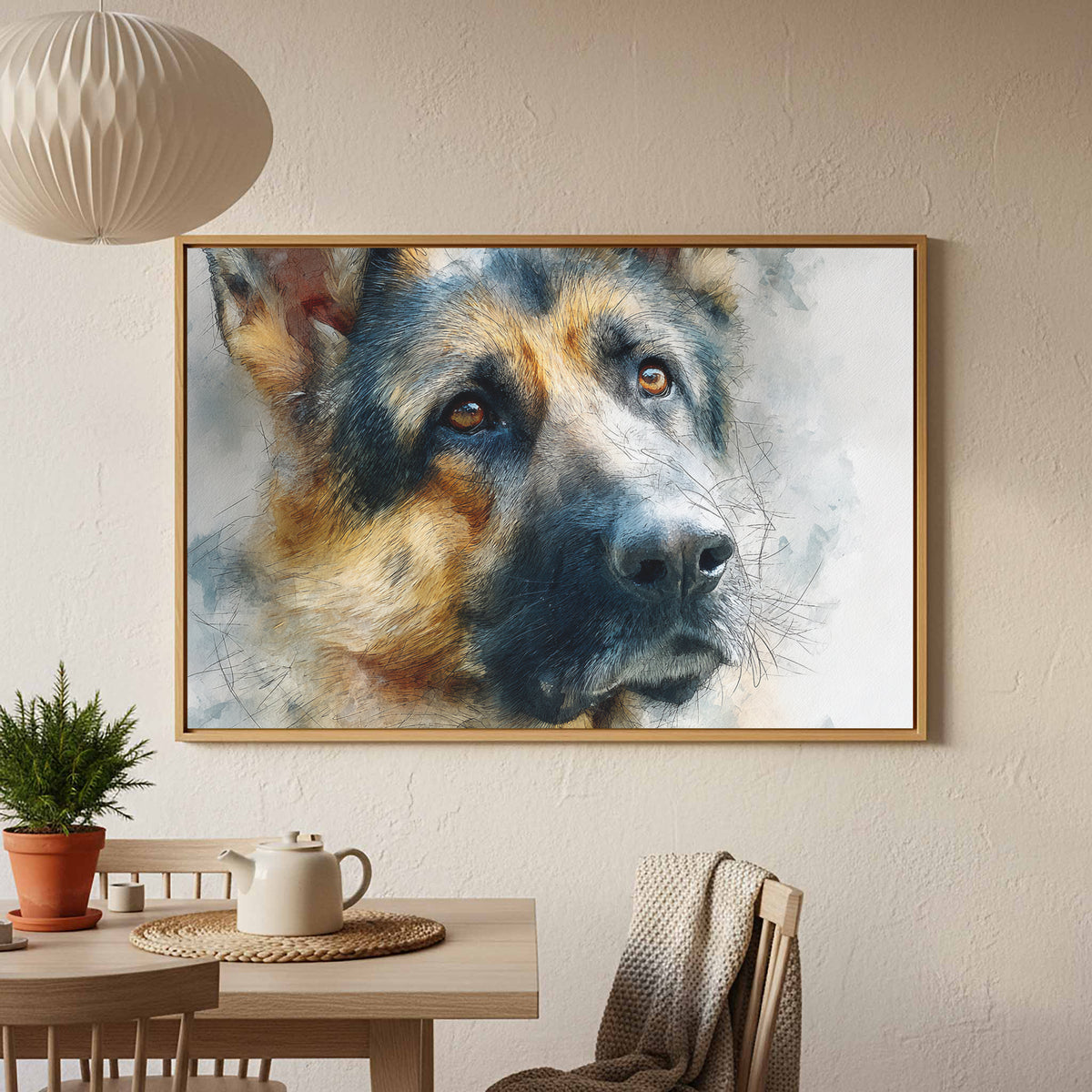 German Shepherd Canvas Wall Art – styled room view 5