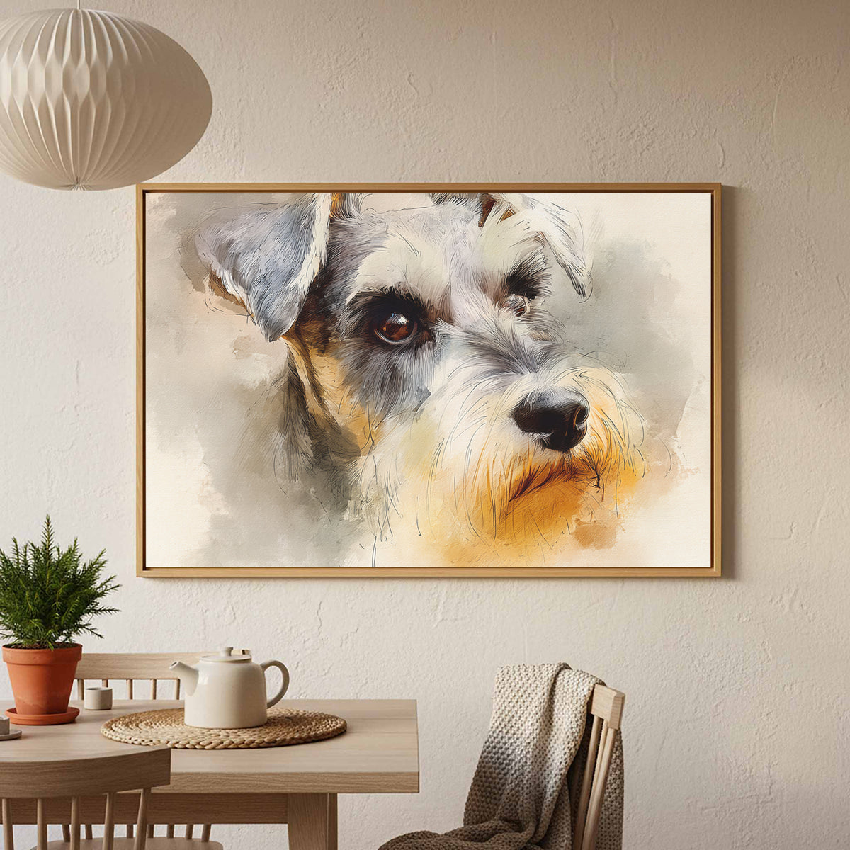Miniature Schnauzer Canvas Art – styled room view 5