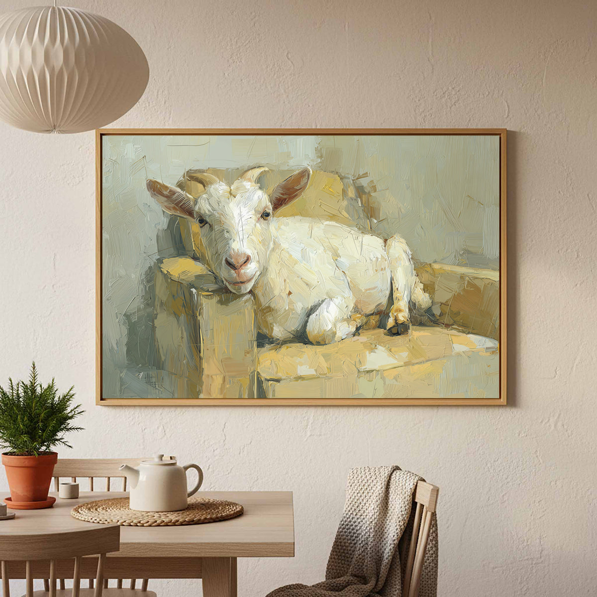 Goat Canvas Wall Art – styled room view 5
