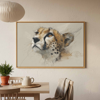 Cheetah Face Canvas Wall Art – styled room view 5