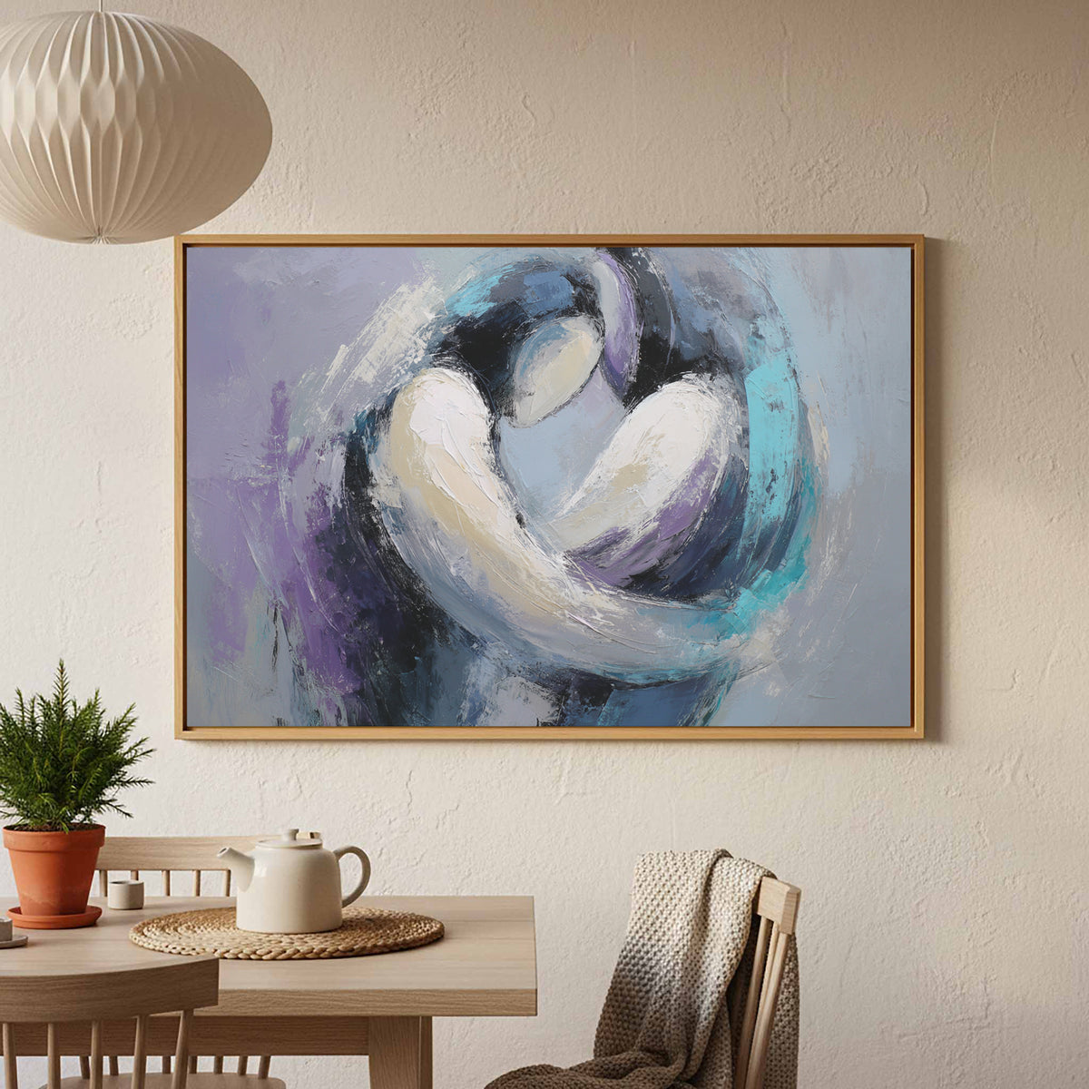 Abstract Intimacy Canvas Wall Art – styled room view 6