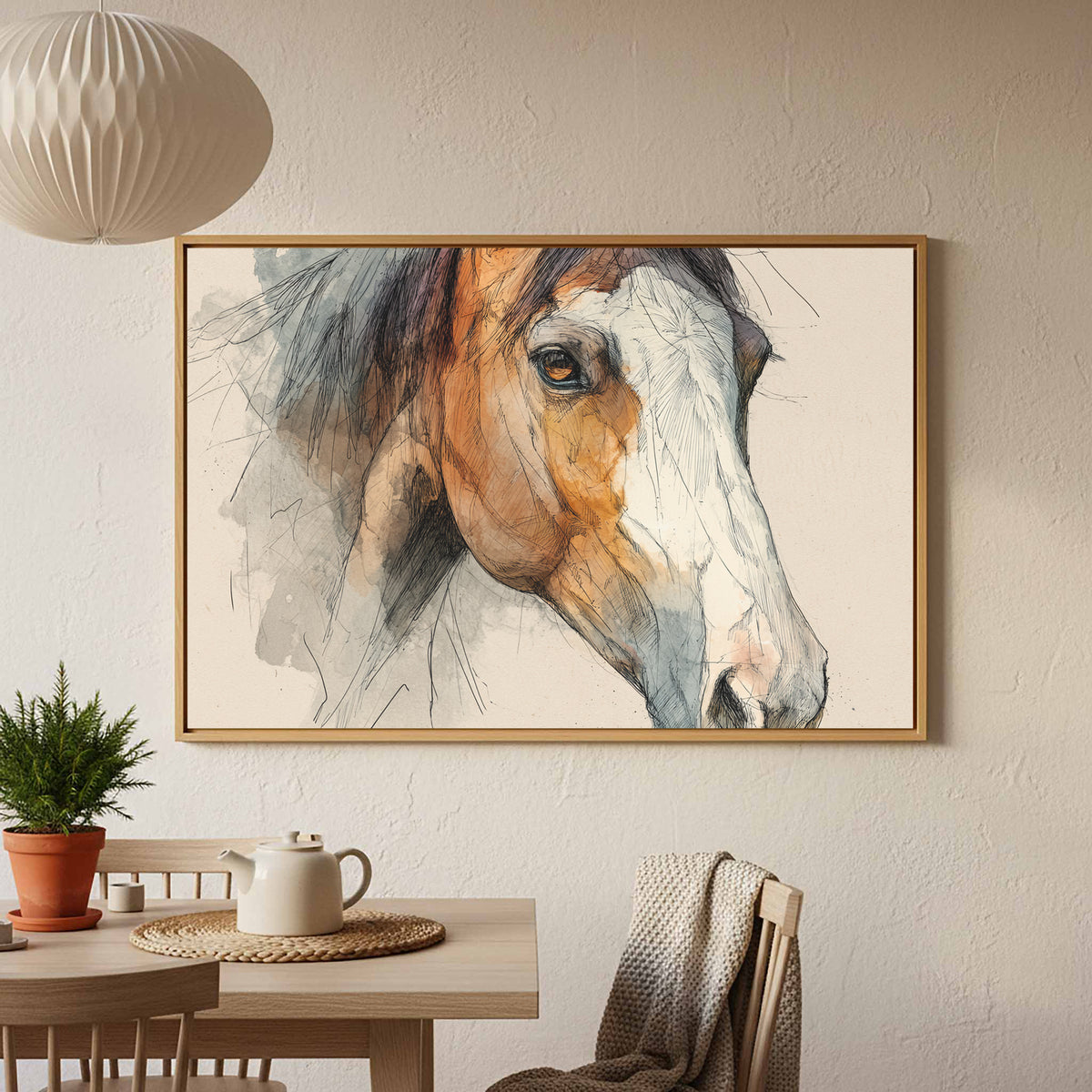 Horse Portrait Canvas Wall Art – styled room view 5