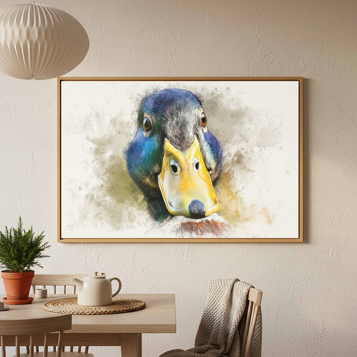 Duck Portrait Canvas Wall Art – styled room view 5