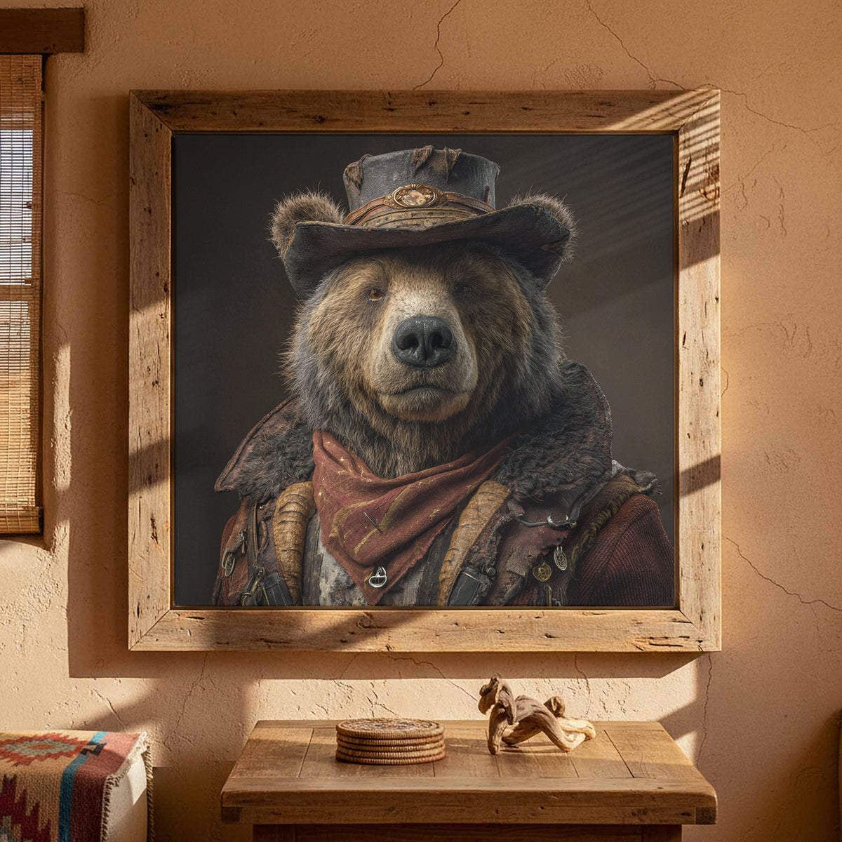 Western Bear Canvas Print – styled room view 5