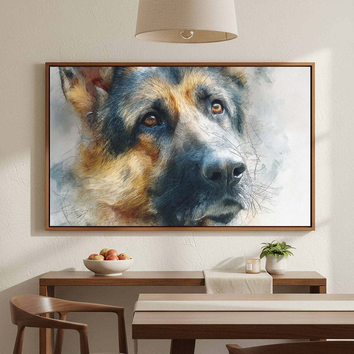German Shepherd Canvas Wall Art – styled room view 6