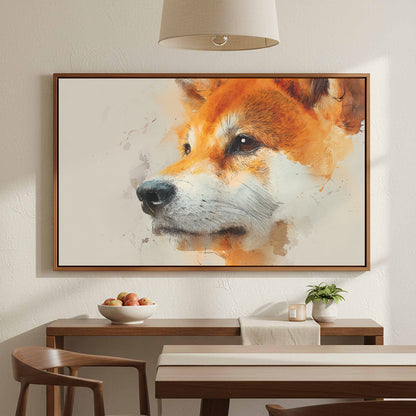 Shiba Inu Dog Portrait Canvas Wall Art – styled room view 6