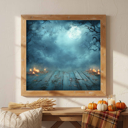 Halloween Moon Canvas Wall Art – styled room view 5