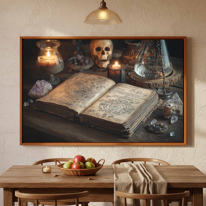 Dark Academia Spellbook Canvas Print – styled room view 5