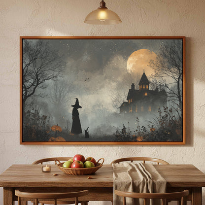 Spooky Witch Halloween Wall Art – styled room view 5