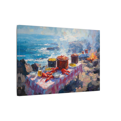 Coastal Lobster Feast Canvas Art – gallery wrapped canvas, side view