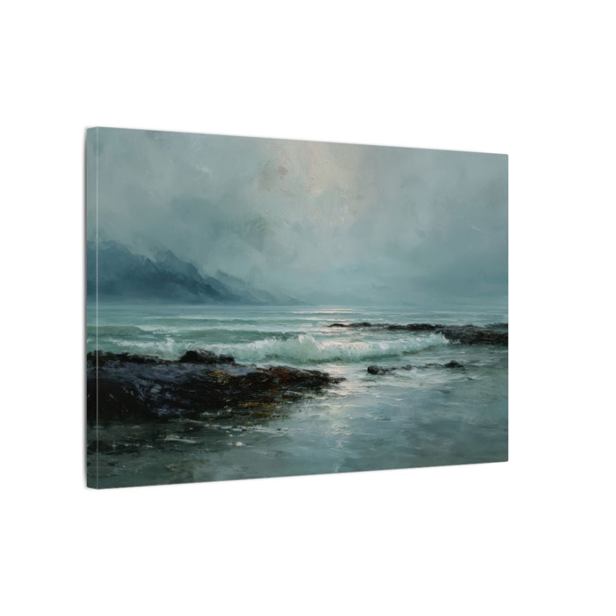 Coastal Seascape Canvas Wall Art – gallery wrapped canvas, side view