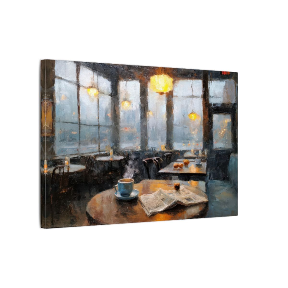 Coffee House Art Print – gallery wrapped canvas, side view