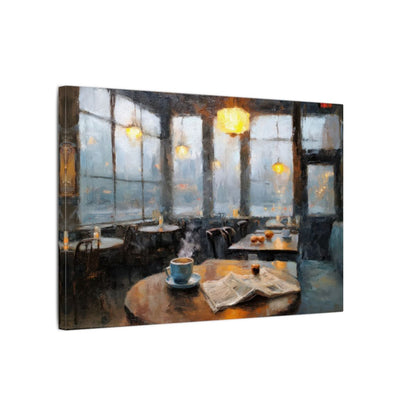 Coffee House Art Print – gallery wrapped canvas, side view