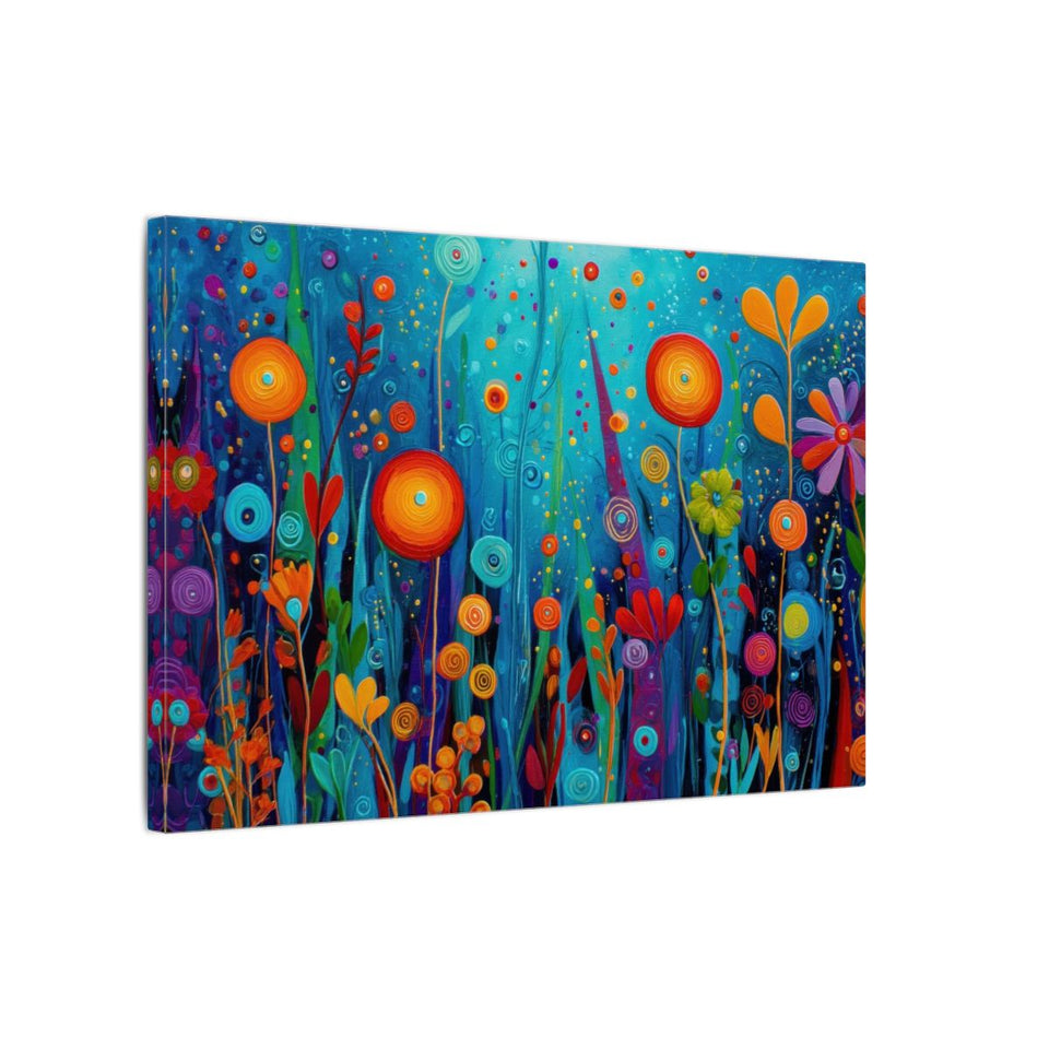 Colorful Abstract Garden Canvas Art – gallery wrapped canvas, side view